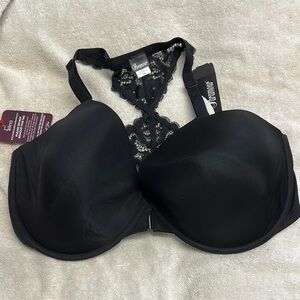 Felina Black Lace Racerback Bra with Seamless Cups